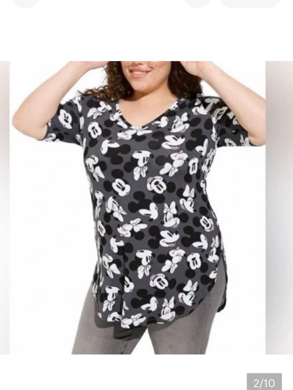 torrid Black, White & Pink Mickey And Minnie Tunic Tee